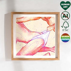 Stampa artistica di intimo gay. Regalo di nozze, compleanno e anniversario per fidanzato, marito o amico gay. Opera d'arte LGBT Pride, attività commerciale di proprietà queer.