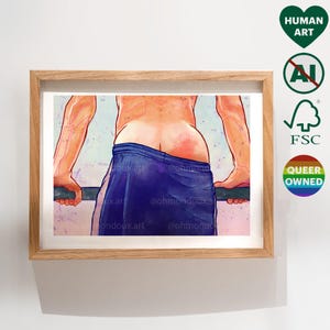 Spank - Rush Gay Art Print. Wedding, Birthday, Anniversary Gift for Gay Boyfriend, Husband, Friend. LGBT Pride Artwork, Queer Owned Business