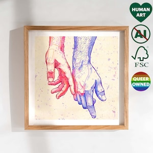 Regalo di nozze con arte gay per coppia gay. Regalo di anniversario per fidanzato o amico. Arte queer - Soggiorno LGBT Pride, Arredamento per la casa gay.