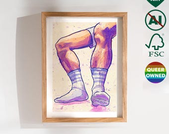 Sztuka na skarpetkach dla gejów – prezent świąteczny dla przyjaciela, chłopaka i męża. Fetysz. Sztuka LGBT Pride do salonu i sypialni
