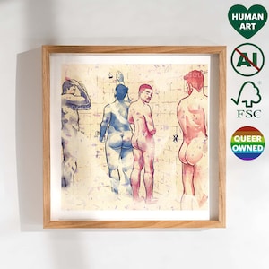 Gay Sauna Bathroom Art. Birthday Christmas Gift for Boyfriend, Friend. Say Gay Kink Queer Art Products from Queer Owned Business. LGBT Pride