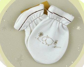 Organic Baby Mittens, Baby Unisex Gloves, Newborn Unisex Mitts, No Scratch Mittens, Designer Accessories, Sheep