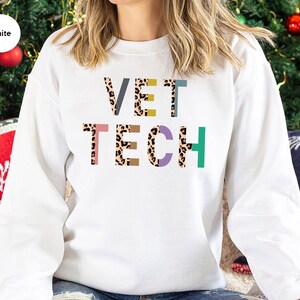 Vet Tech Week Gifts, Vet Technician Outfit, Veterinarian Long Sleeve Tshirt, Vet Tech Student Sweatshirt, Leopard Print Hoodies and Sweaters