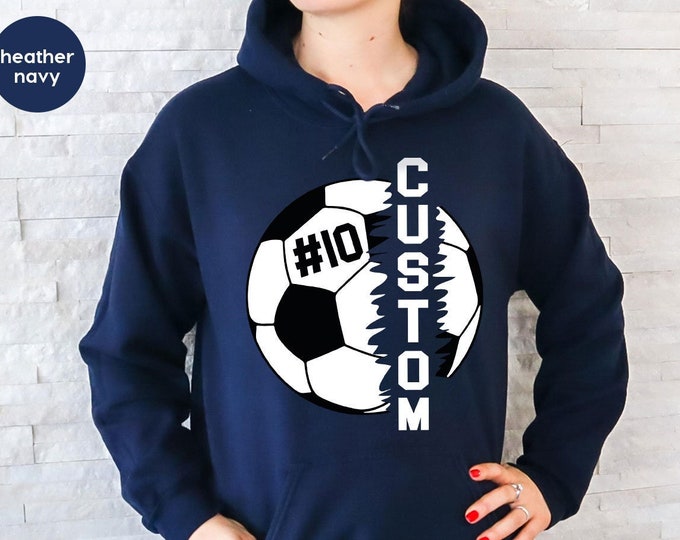 Personalized Soccer Player Sweatshirt, Soccer Ball Name Crewneck, Custom Soccer Player Sweatshirt, Custom Soccer Ball ,Soccer Lover Hoodie