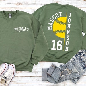 Custom Softball Mom Shirts, Team Mascot Softball Shirt, Game Day Softball Hoodie, Cute Softball Sweatshirt, Softball Mom Life Apparel