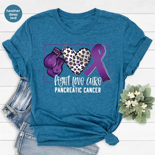 Pancreatic Cancer Awareness Shirt, Purple Ribbon Shirt, Cancer Survivor Gift, Cancer Fighter Gift, Cancer Support Tees, Family Support Shirt