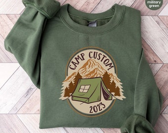 Custom Camper Gifts, Matching Camping Hoodies, Customized Camp Graphic Sweaters, Adventure Outfits, Personalized Gifts, Women Long Sleeve