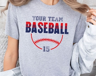 Custom Baseball Shirt, Baseball Gifts, Personalized Team Name Graphic Tees, Baseball Mom T-Shirt, Baseball Team Shirts, Baseball Outfit