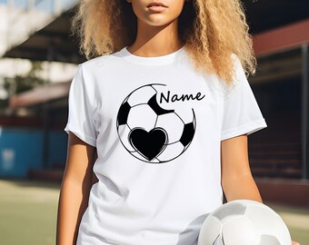 Custom Soccer Shirt, Soccer Player Name Shirts, Personalized Soccer Ball T Shirt, Customized Soccer Tshirt, Personalized Soccer Heart Shirt