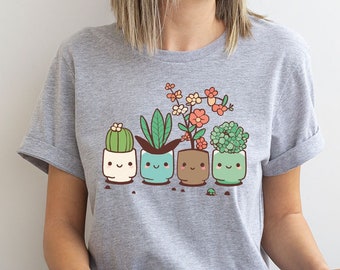 Plant Shirt, Cute Succulent T-Shirt, Cactus Graphic Tees, Floral Shirt, Gardening Shirt, Botanical T-Shirt, Gift for Her, Shirt for Women