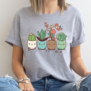 Plant Shirt, Cute Succulent T-Shirt, Cactus Graphic Tees, Floral Shirt, Gardening Shirt, Botanical T-Shirt, Gift for Her, Shirt for Women