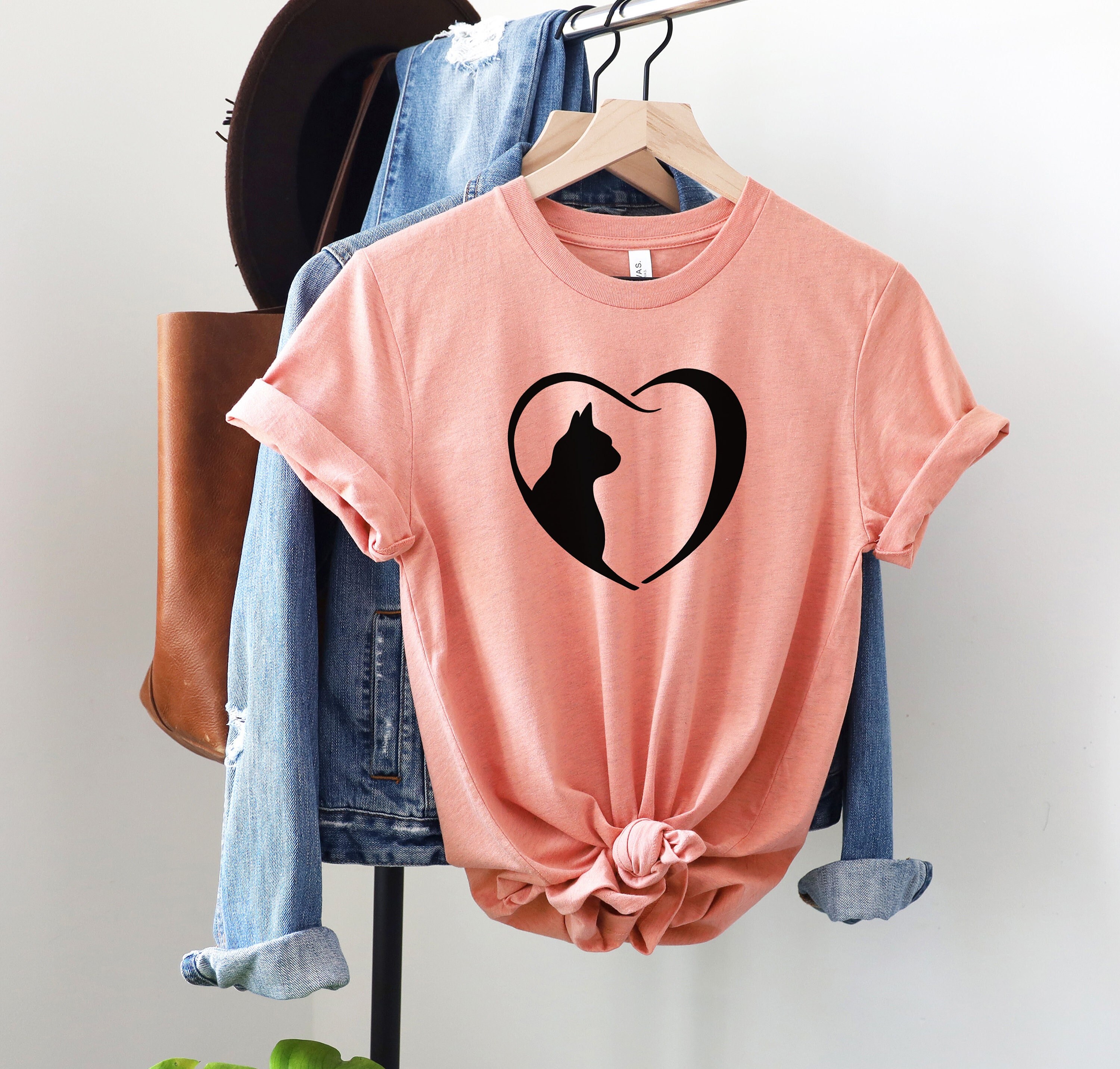 Cat Shirt Cat Heart Shirt Cat Lover 