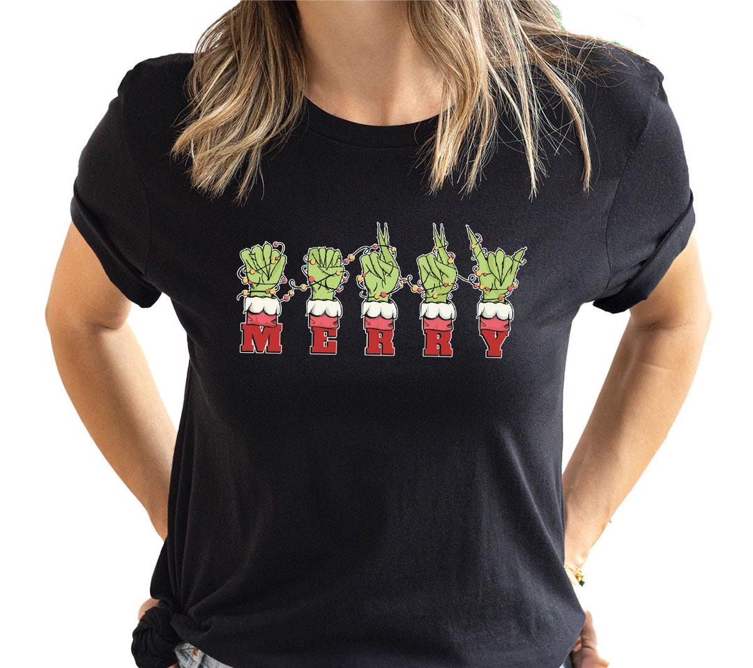 Merry Grinchmas Shirts, ASL Grinch Christmas T-shirts, Sign Language ...