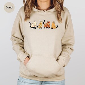 Halloween Gifts, Funny Cat Crewneck Sweatshirt, Pumpkin Graphic Tees, Spooky Season Long Sleeve Shirts, Cat Mom Gift, Hoodies and Sweaters