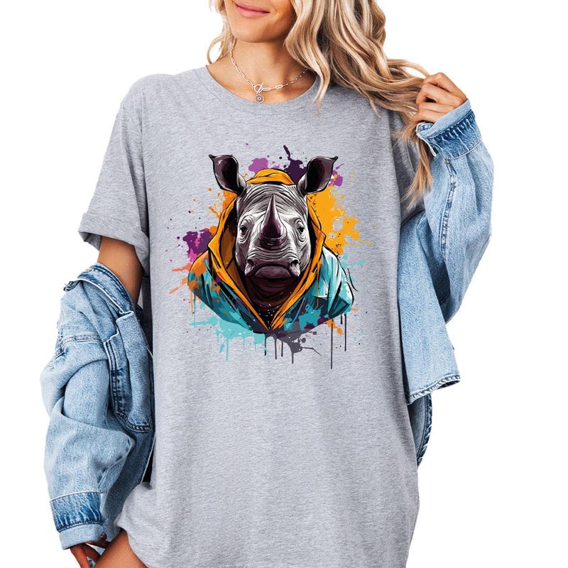Four Fun Rhinos T-Shirt - Playful Printed Tee for Animal Lovers main image 0