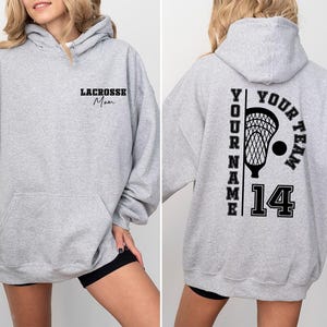 Custom Lacrosse Sweatshirt, Lacrosse Mom Hoodie, Lacrosse Sister Sweatshirt, Personalized Lacrosse Long Sleeve Shirts, Lacrosse Dad Gifts image 5