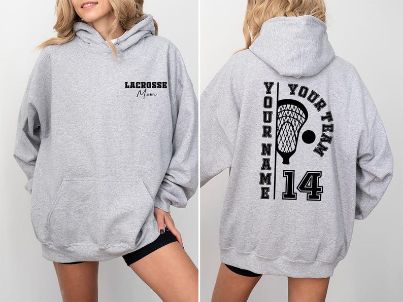 Custom Lacrosse Sweatshirt, Lacrosse Mom Hoodie, Lacrosse Sister Sweatshirt, Personalized Lacrosse Long Sleeve Shirts, Lacrosse Dad Gifts image 5