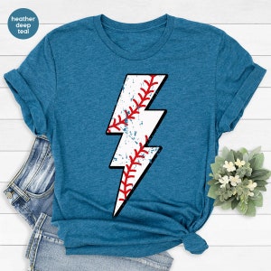 Retro Baseball TShirt, Baseball Gifts, Baseball Mom Outfit, Vintage Sports T Shirt, Lightning Graphic Tees, Baseball Coach Clothing image 8