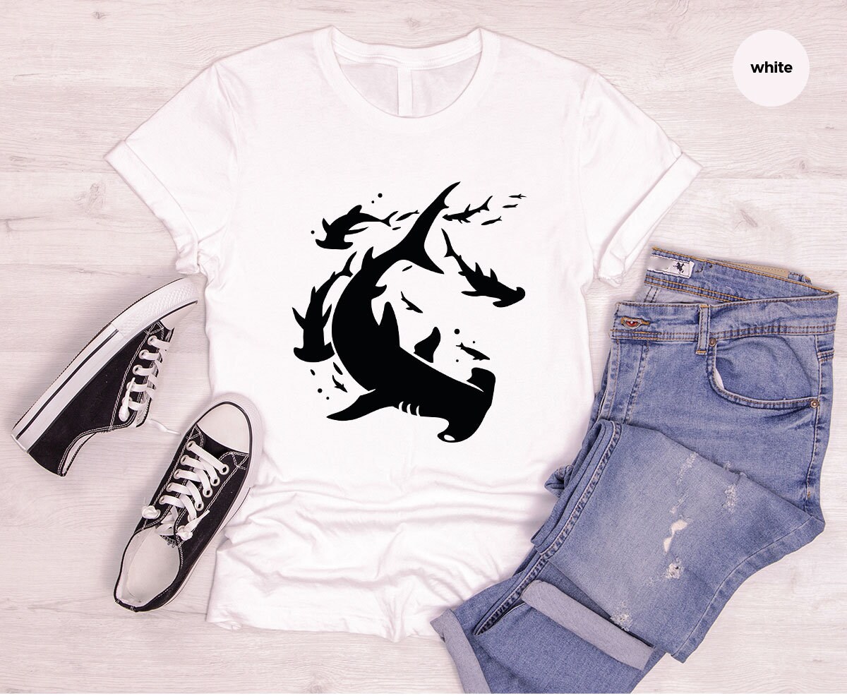 Funny Shark Shirts, Cool Oceans Graphic Tees, Sea Animals Vneck TShirt, Trendy Shark Clothing, Birthday Gifts for Her, Kids Toddler T-Shirt