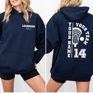 Custom Lacrosse Sweatshirt, Lacrosse Mom Hoodie, Lacrosse Sister Sweatshirt, Personalized Lacrosse Long Sleeve Shirts, Lacrosse Dad Gifts image 6