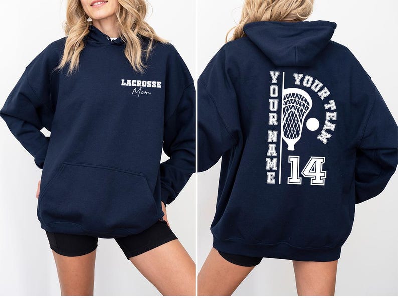 Custom Lacrosse Sweatshirt, Lacrosse Mom Hoodie, Lacrosse Sister Sweatshirt, Personalized Lacrosse Long Sleeve Shirts, Lacrosse Dad Gifts image 6