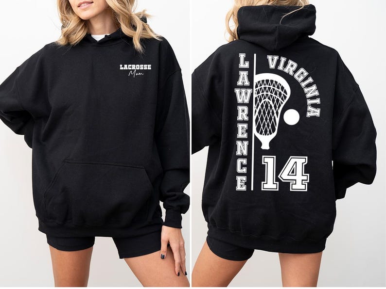 Custom Lacrosse Sweatshirt, Lacrosse Mom Hoodie, Lacrosse Sister Sweatshirt, Personalized Lacrosse Long Sleeve Shirts, Lacrosse Dad Gifts image 4
