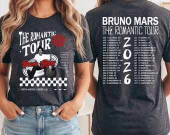 Bruno Mars Tour 2026 Shirt, Bruno Mars Concert Tee, Retro Bruno Mars Bootleg Tee, The Romantic Tour Dates Shirt, 2026 World Tour Tee