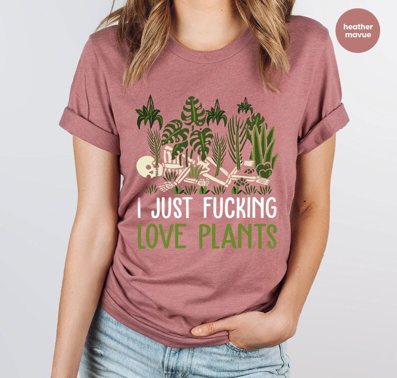 Plants Graphic Tees for Women, Plant Gifts, Gifts for Her, Funny Plant Shirt, Skeleton Plant T-Shirt, Gardening Gifts, Gardener Clothing image 1
