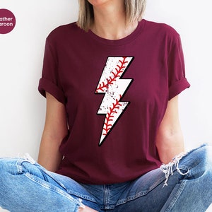 Retro Baseball TShirt, Baseball Gifts, Baseball Mom Outfit, Vintage Sports T Shirt, Lightning Graphic Tees, Baseball Coach Clothing image 4