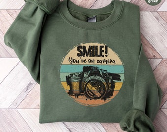 Retro Camera Hoodies and Sweaters, Vintage Photographer Long Sleeve Tshirt, Photography Graphic Sweatshirt, Birthday Gifts For Friends