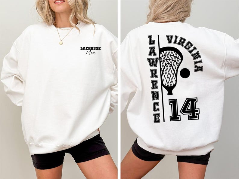 Custom Lacrosse Sweatshirt, Lacrosse Mom Hoodie, Lacrosse Sister Sweatshirt, Personalized Lacrosse Long Sleeve Shirts, Lacrosse Dad Gifts image 3