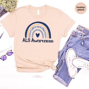 ALS Awareness Month Shirt, ALS Support T-Shirt, Amyotrophic Lateral Sclerosis Outfit, ALS Survivor Gift, Als Rainbow Graphic Tees