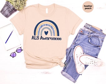 ALS Awareness Month Shirt, ALS Support T-Shirt, Amyotrophic Lateral Sclerosis Outfit, ALS Survivor Gift, Als Rainbow Graphic Tees