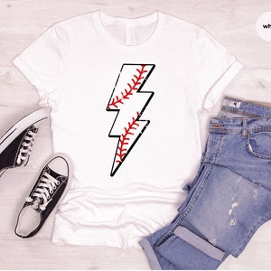 Retro Baseball TShirt, Baseball Gifts, Baseball Mom Outfit, Vintage Sports T Shirt, Lightning Graphic Tees, Baseball Coach Clothing image 3