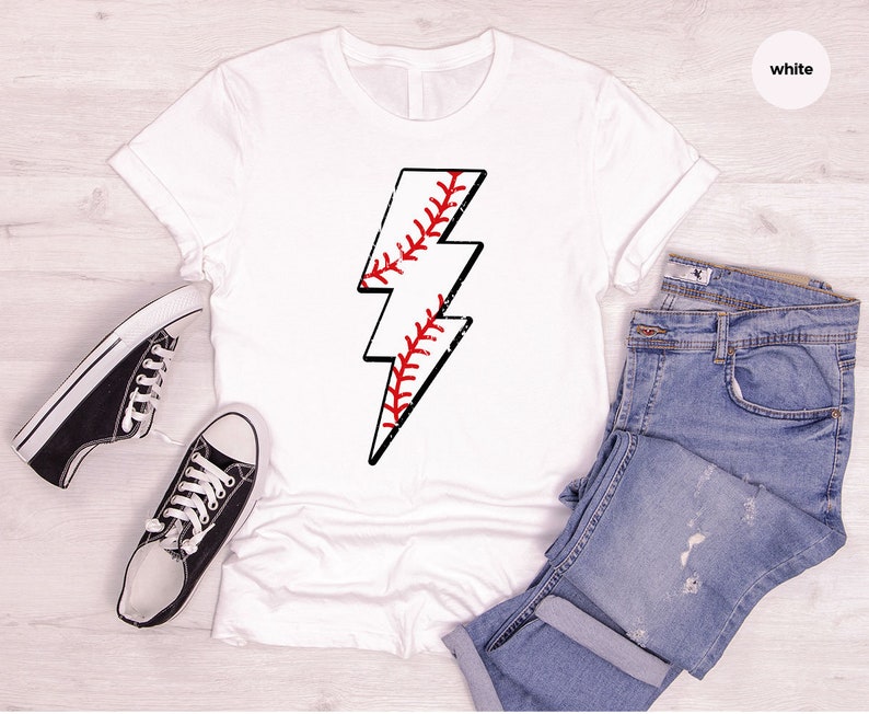 Retro Baseball TShirt, Baseball Gifts, Baseball Mom Outfit, Vintage Sports T Shirt, Lightning Graphic Tees, Baseball Coach Clothing image 3