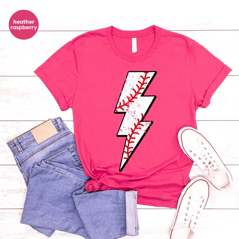 Retro Baseball TShirt, Baseball Gifts, Baseball Mom Outfit, Vintage Sports T Shirt, Lightning Graphic Tees, Baseball Coach Clothing image 6