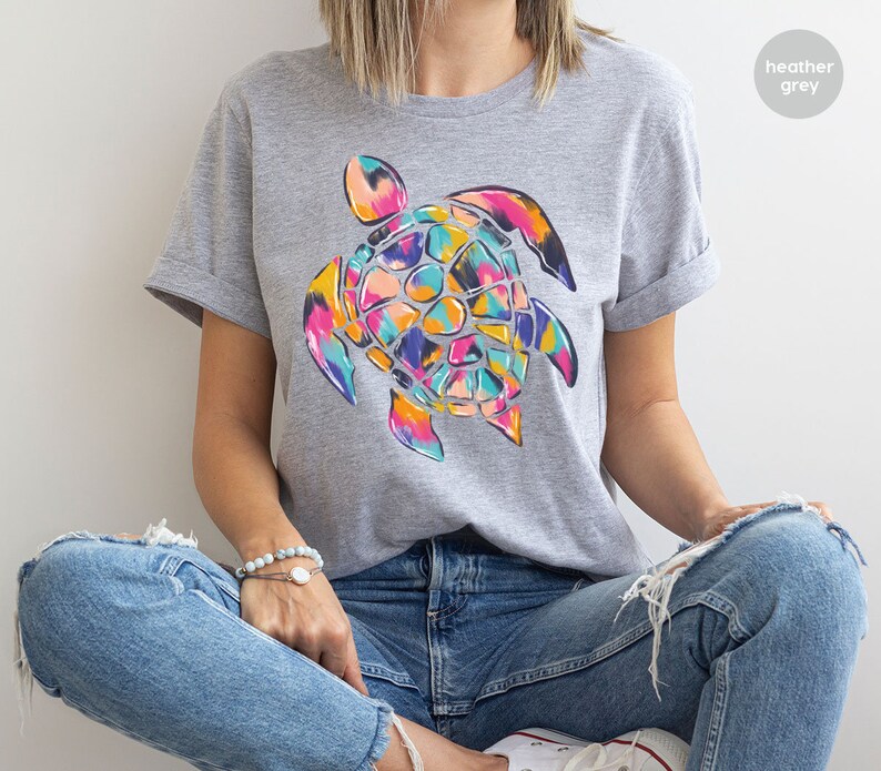 Trendy Turtle Shirt, Sea Turtle Graphic Tees, Sea Animals Gifts, Oceans Clothing, Cute Save the Turtles Toddler Shirt, Gifts for Kids image 3