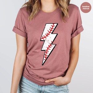 Retro Baseball TShirt, Baseball Gifts, Baseball Mom Outfit, Vintage Sports T Shirt, Lightning Graphic Tees, Baseball Coach Clothing image 5