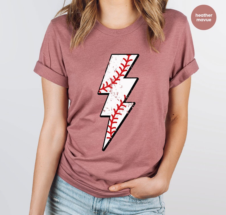 Retro Baseball TShirt, Baseball Gifts, Baseball Mom Outfit, Vintage Sports T Shirt, Lightning Graphic Tees, Baseball Coach Clothing image 5