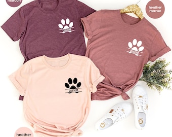 Custom Dog Shirt for Dog Mom, Custom Pet Shirt, Custom Pocket Shirt for Veterinarian, Paw Print Pocket Tee for Cat Mom, Gifts for Dog Dad