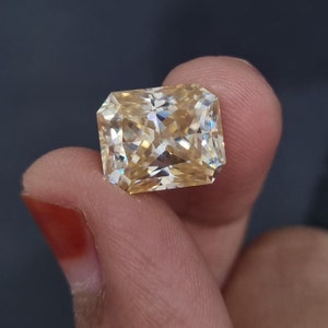 Yellow Moissanite Emerald Cut 2.43 Cts | Handmade | Loose moissanite | Faceted diamond | Gift for women fashion jewelry