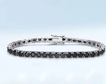 3 MM black Moissanite Diamond Tennis Bracelet | Beautiful 925 Starling Silver Tennis Bracelet | For Men & Women