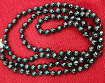 5.50 MM Black Moissanite Round Beads With Silver Claps |Faceted Diamond | Used Necklace , Bracelet