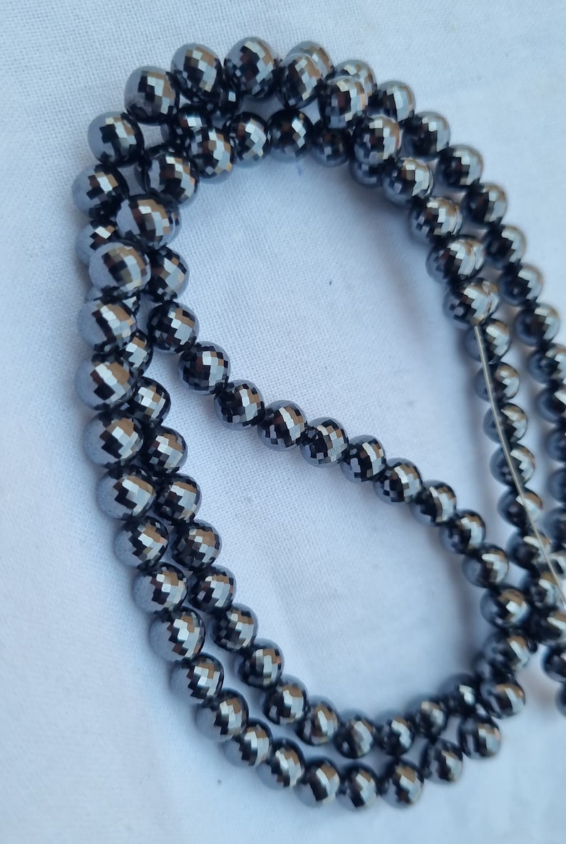 Beautiful 7.50 MM Black Moissanite Beads | 49 Pcs | AAA Grade | Faceted Beads | Making For Beads Necklace & Customized Jewelry image 2