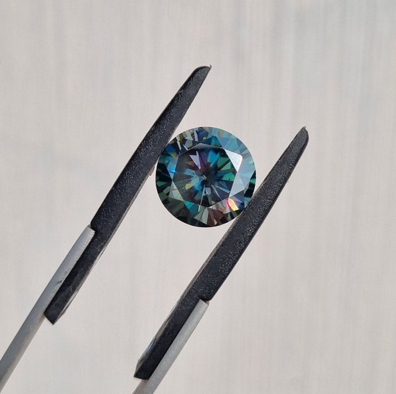 14 Ct s Blue Moissanite Round Cut loose Moissanite Faceted Diamond