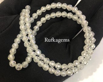 5 mm White Round Moissanite Beads  Neckless , Loose Moissanite Beads for Jewelry Making , AAA Quality