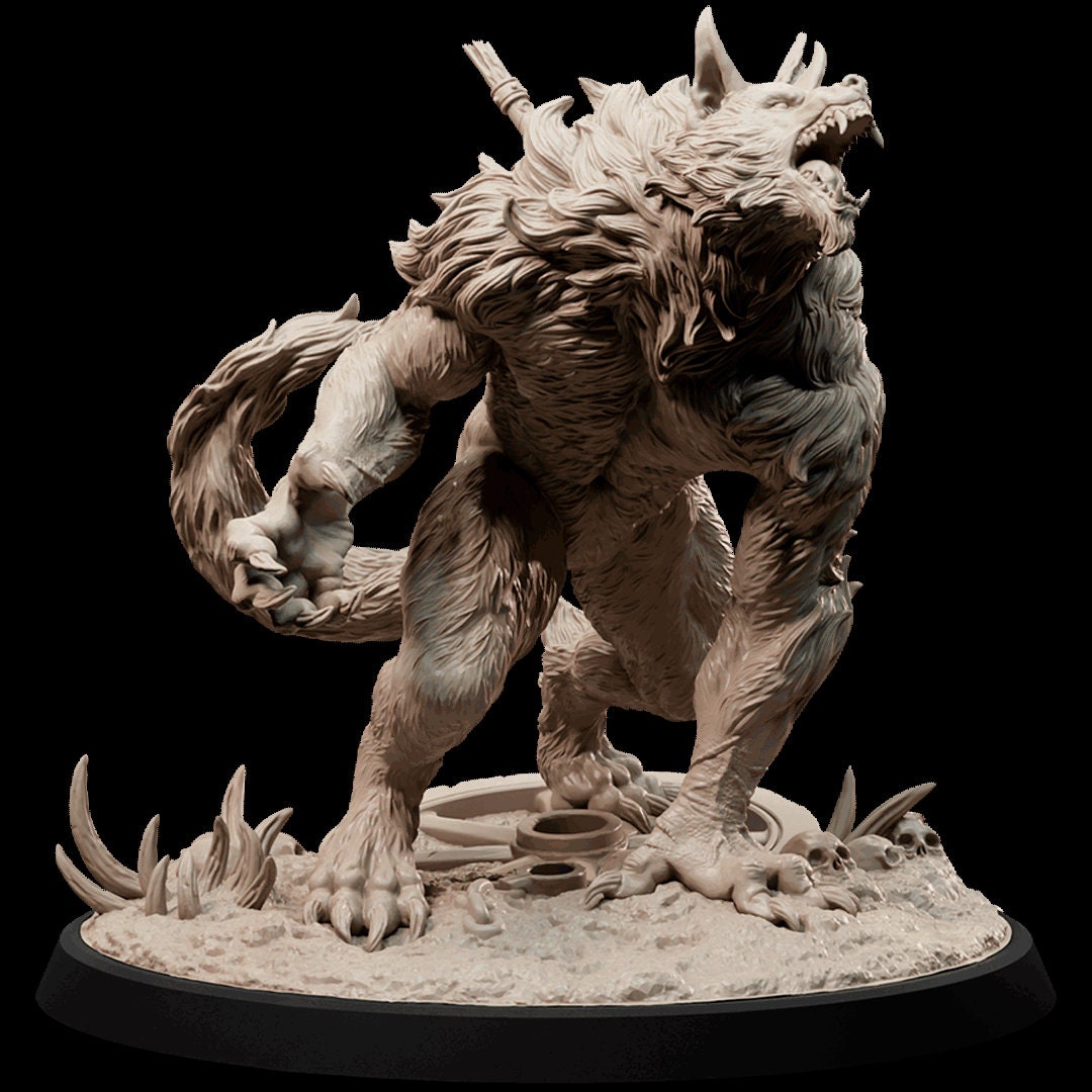 32mm/75mm Werewolf Enraged Miniature for Gaming, Painting or Display ...