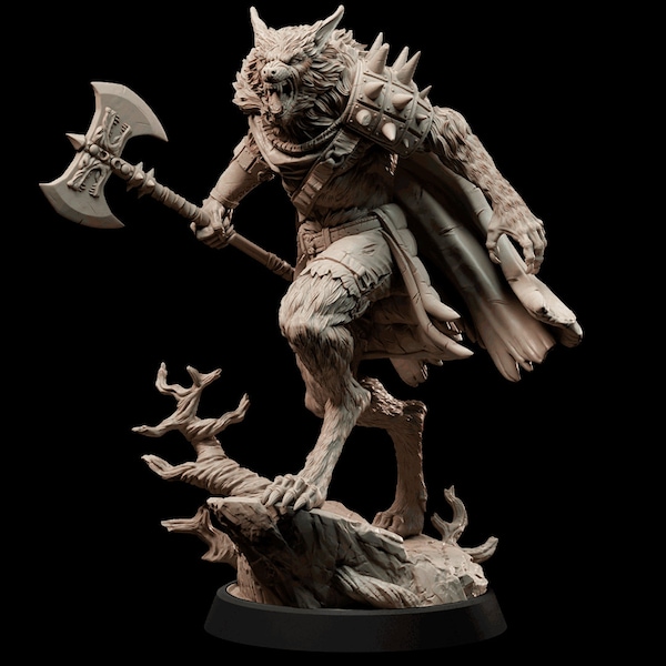 32mm/75mm Werewolf Warrior Miniature for Gaming, Painting or display