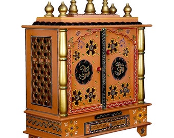 Wooden Temple Pooja Mandir for Home Black DEFENCER Temple Engineered Wooden Temple for Home Indian Art Work Wooden Temple//mandeer Home Temple