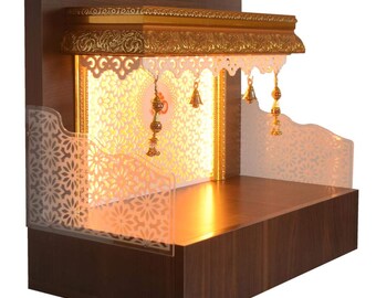 Wooden Temple Pooja Mandir for Home Black DEFENCER Temple Engineered Wooden Temple for Home Indian Art Work Wooden Temple//mandeer Home Temple